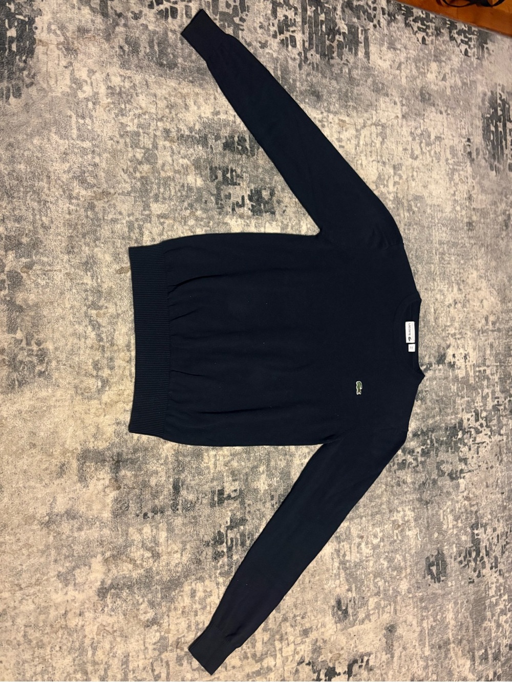 Lacoste Black Crewneck Sweater with Signature Croc